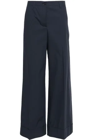 P.A.R.O.S.H. Turn-up hem cotton palazzo trousers