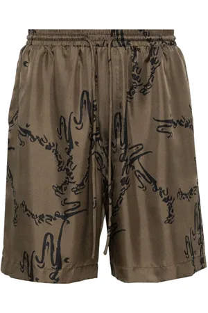 Nanushka Abstract-print silk shorts