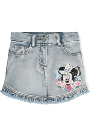 MONNALISA Embroidered-design denim skirt