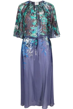FORTE FORTE Floral-print pleated midi dress