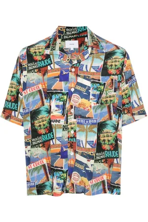 Rhude Postal Card-print bowling shirt