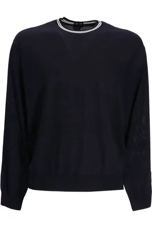 Emporio Armani Stripe-trim virgin-wool jumper