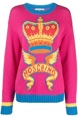 Moschino Patterned-intarsia knit logo jumper