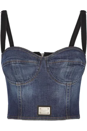 Dolce & Gabbana Logo-plaque denim crop top