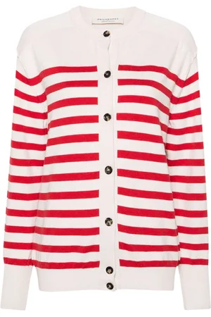 Serafini Logo-embroidered striped cardigan