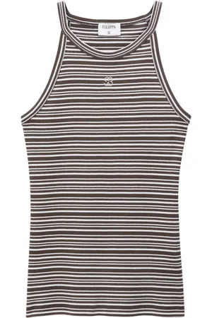 Filippa K Monogram-embroidered striped organic cotton tank top