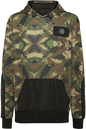 Philipp Plein Camouflage-print logo-patch hoodie