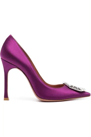 Amina Muaddi Camelia 105mm satin pumps
