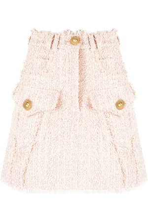 Balmain Frayed tweed miniskirt