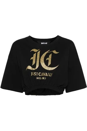 Roberto Cavalli Logo-print cotton crop top