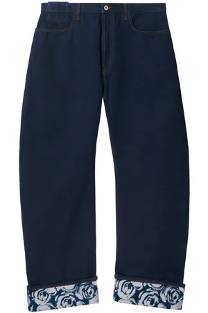 Burberry Logo-patch cotton wide-leg jeans