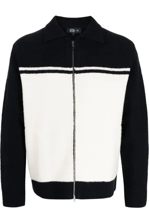 MAN ON THE BOON. Colour-block zip-up cardigan