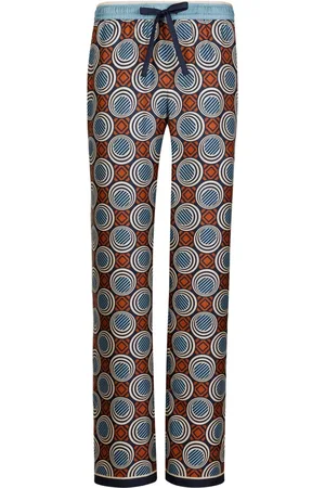 Embroidered silk track pants