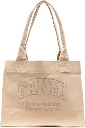 Ganni Logo-embroidered canvas tote bag