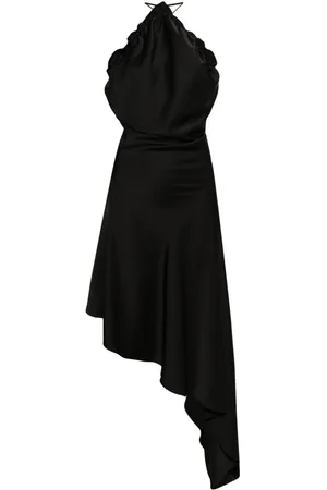 The Attico Asymmetric satin midi dress