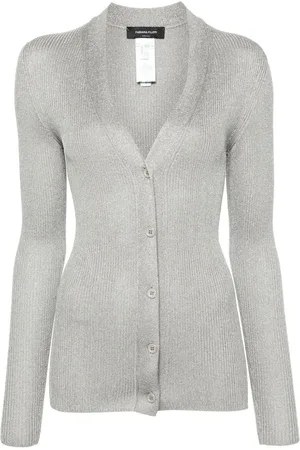 Fabiana Filippi Metallic-threading ribbed-knit cardigan