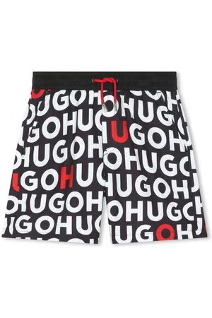 HUGO BOSS Monogram-print drawstring swim shorts