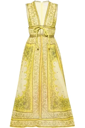 ZIMMERMANN Bandana-print linen-blend dress