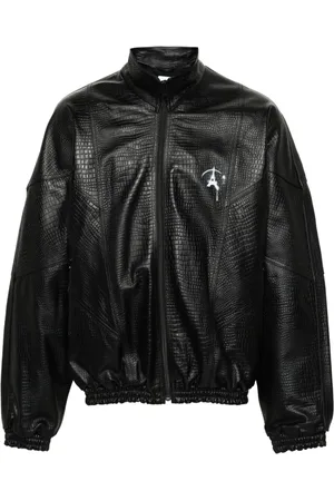 DOUBLET Logo-print leather jacket