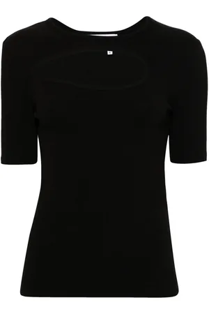 REMAIN Dot cut-out ribbed-knit top