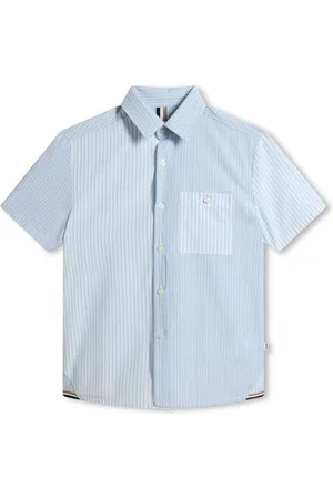HUGO BOSS Stripe-print panelled cotton shirt