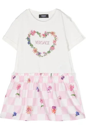 VERSACE Logo-print flared dress
