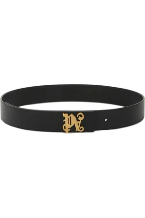 Palm Angels Monogram-appliqu� leather belt