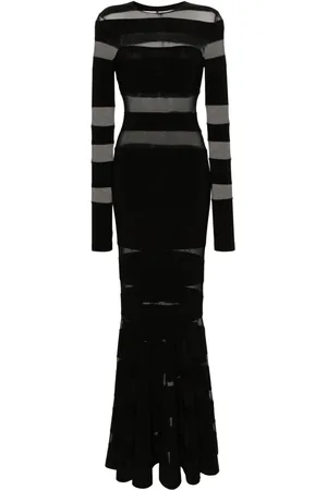 Norma Kamali Panelled mesh maxi dress