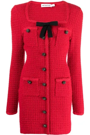 Self-Portrait Bow-detailed knit dress