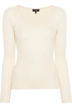 THEORY Fine-ribbed V-neck jumper