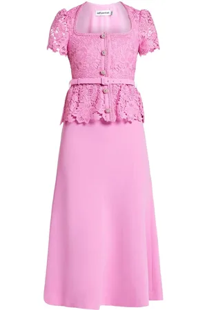 Self-Portrait Floral-lace belted midi dress