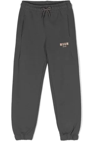 Msgm Rubberised logo cotton trousers