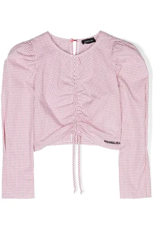 MONNALISA Check-print tie-fastening blouse