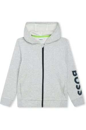 HUGO BOSS Logo-embossed zip-fastening hoodie