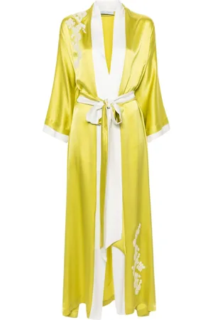CARINE GILSON Lace-detail silk housecoat