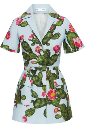 Oscar de la Renta Cactus Tree belted twill minidress