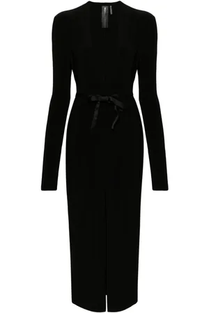 Norma Kamali V-neck belted maxi dress