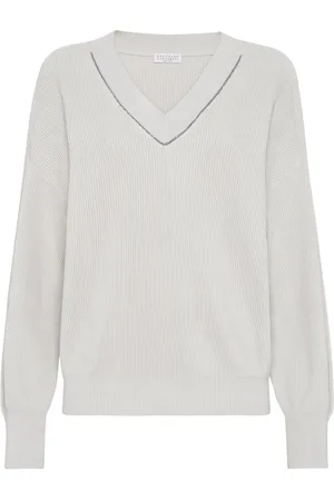 Brunello Cucinelli Monili-trim ribbed jumper