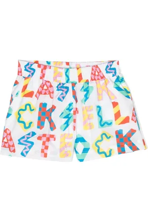 Stella McCartney Logo-letters print elasticated-waistband shorts