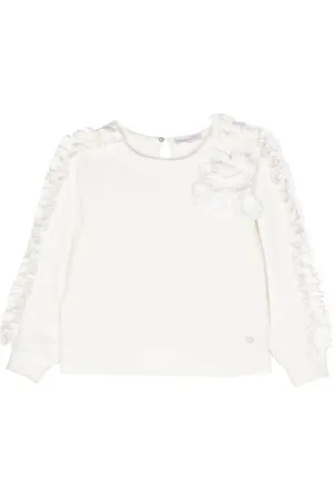 MONNALISA Floral-appliqué crew-neck sweatshirt