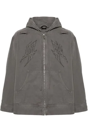 44 Label Group Fraktur cotton hooded jacket