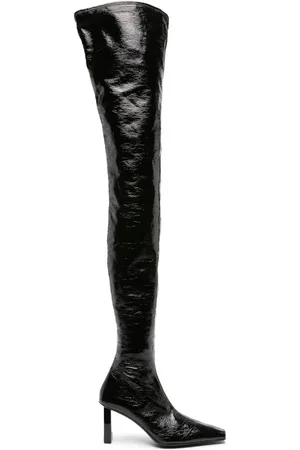 Courrèges 85mm high-shine thigh-length boots