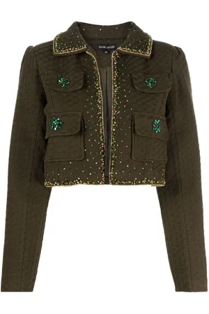 Izaak Azanei Crystal-embellished cropped jacket