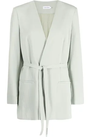 Calvin Klein Twill collarless single-breasted blazer