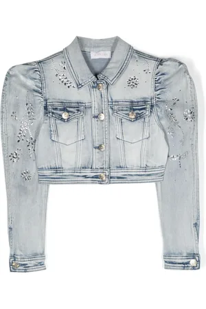 MONNALISA Crystal-embellished denim jacket