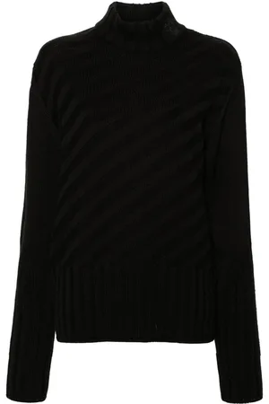 VERSACE 2000s striped mock-neck jumper