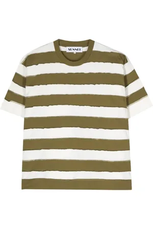 SUNNEI Exposed-seam striped t-shirt
