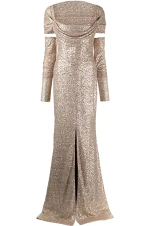 RHEA COSTA Maha sequin long dress