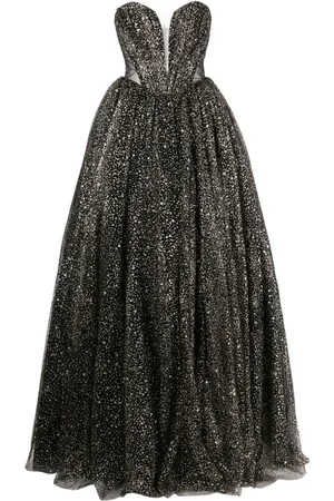 RHEA COSTA Cassiopea glitter tulle bodice dress