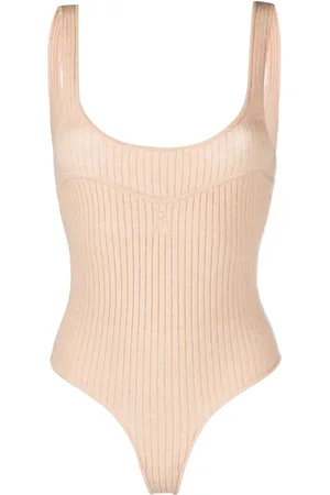 Patrizia Pepe Bee-embroidered ribbed bodysuit